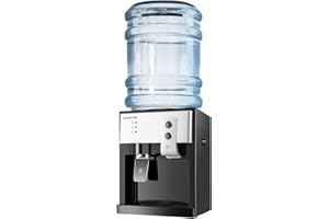 BAZARGAME 5Gal Water Dispenser,countertop dispensador de agua Drinking Machine Hot/Ice/Cold Top Loading Countertop Water Cooler Dispenser can Put 3.5L, 5L, 10L and 18.9l Bottled Water (Black+White)