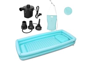 BESILO Portable Bath Tubs Adults with Electric Air Pump-– Ideal Bath kit for Seniors, Inflatable Bathtub System, Full Body Wash & Hair Washing for Bedridden/Disabled Patients
