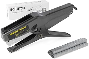 Bostitch Office B8 Plier Heavy Duty Stapler with 1250 1/4" Staples - Full Strip Metal Bostitch Stapler for Cardboard, Paper and Fabric (45 Sheet Capacity)