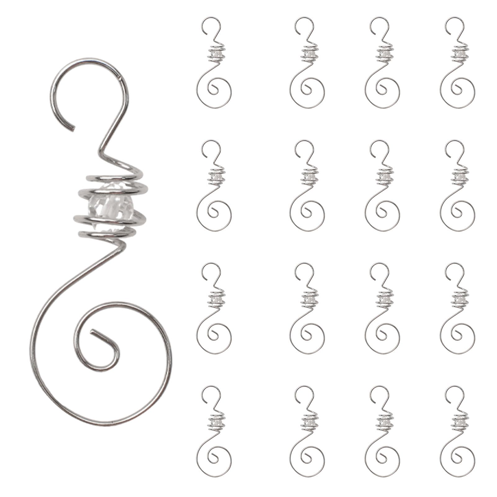 INCREWAY Ornament Hooks with a Transparent Beads Christmas Decorations Metal Hooks Wire Spiral Shaped Acrylic Crystal Clear Jeweled for Christmas Tree Ornament Hanger