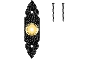 RJLCTH Vintage Style Wired Doorbell Button with Glow, Universal and Easy Installation, Classic Antique Brass Finish for Home, Office and Other Residential Spaces (A)