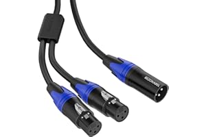 BEZOKABEL XLR Splitter, Balanced XLR Splitter Cable Male to 2 Female, XLR Y Splitter Cable 3-Pin - 1ft