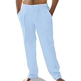 XINGCOOL Mens Linen Pants Elastic Waist Summer Pants Relaxed Fit Lightweight Yoga Beach Casual Pants with Pockets