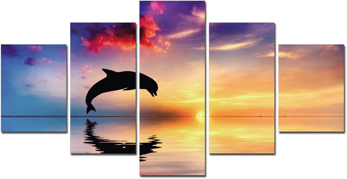 Amazon.com: 5 Piece Canvas Wall Art Nautical Seascape Painting Blue