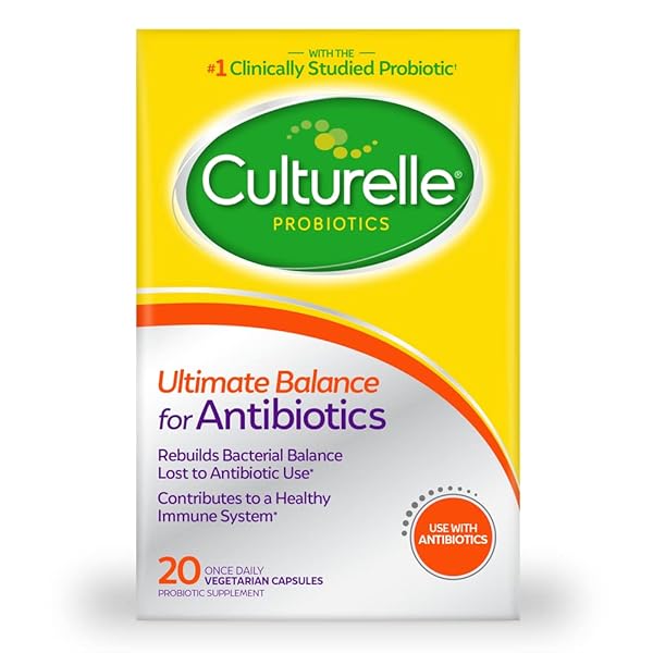 CULTURELLE PROBIOTICS ULTIMATE BALANCE PROBIOTIC FOR USE WITH ANTIBIOTICS – 20 COUNT – PROBIOTIC CAPSULES HELP RESTORE GOOD BACTERIA LOST DURING ANTIBIOTIC USE & CONTRIBUTE TO A HEALTHY IMMUNE SYSTEM