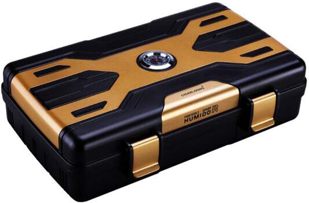 ZHJXJH Cigar Humidor Cigar Box Cigar Humidor Travel Convenient Sealed Waterproof Ten Pack Cigarette Case, Black Multicolor Optional Cigarette box cigar box (color : Metallic)