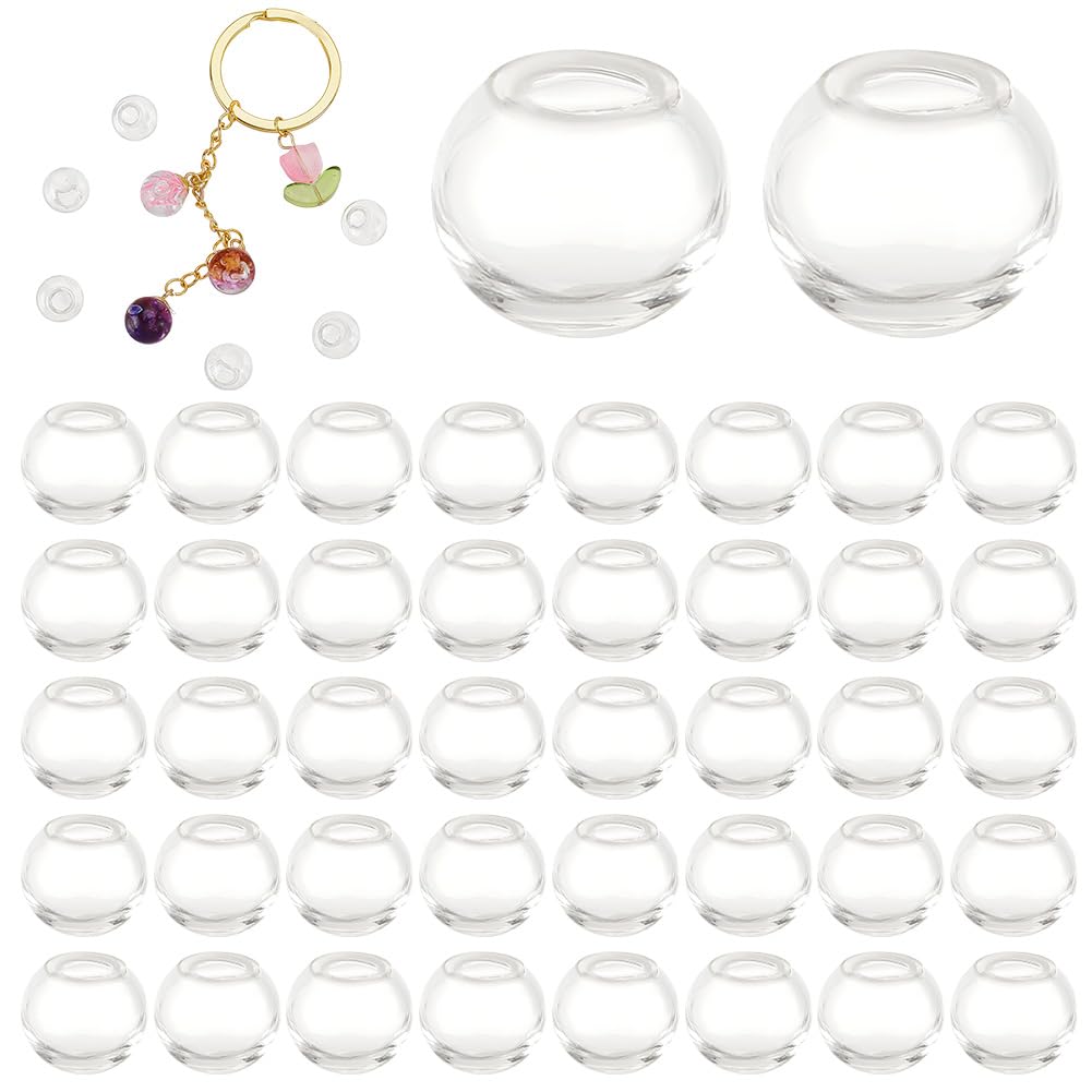 PH PandaHall 200pcs 8mm Mini Glass Ball Round Clear Bottle Wishing Charms Crystal Craft for DIY Jewelry Making