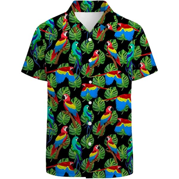Menu2019s Hawaiian Shirt, Short Sleeve, Tropical Beach Shirt