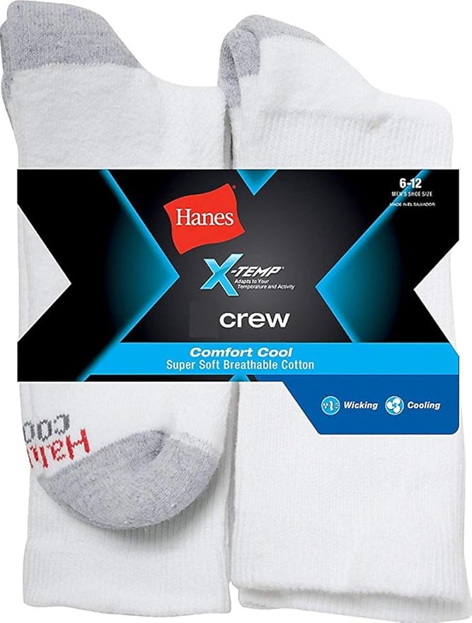 Hanes Men's 10Pack FreshIQ Cushion Crew Socks (Sock Size 1013/Shoe