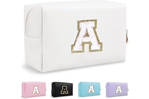 Lohhbve Small Minimalism Cute A-Z Makeup Bag, PU Leather Waterproof Cosmetic Bag Daily Use Toiletry Cosmetic Pouch, Portable 