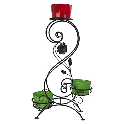 GIG Handicrafts 3-Tier Decorative Potted Plants Shelf Without Metal Pots for Balcony,