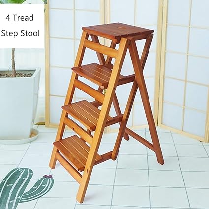 Xyfl Step Stool Wooden Folding Stepladder Wood Folding Step Stool