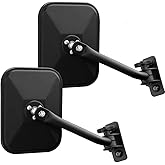Door Off Mirror for Jeep Wrangler One Pair Rectangular Mirrors fit for 1997~2006 2007~2017 Jeep Wrangler TJ Mirrors For Jeep, Textured Black