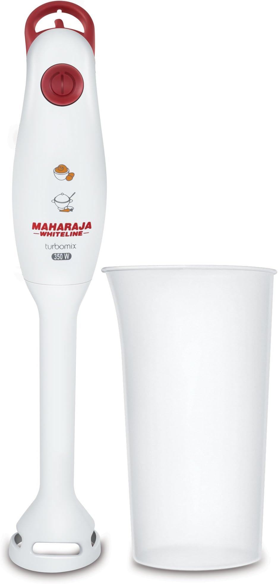 Maharaja Whiteline Turbomix+ 350 Watt Hand Blender (White and Red)