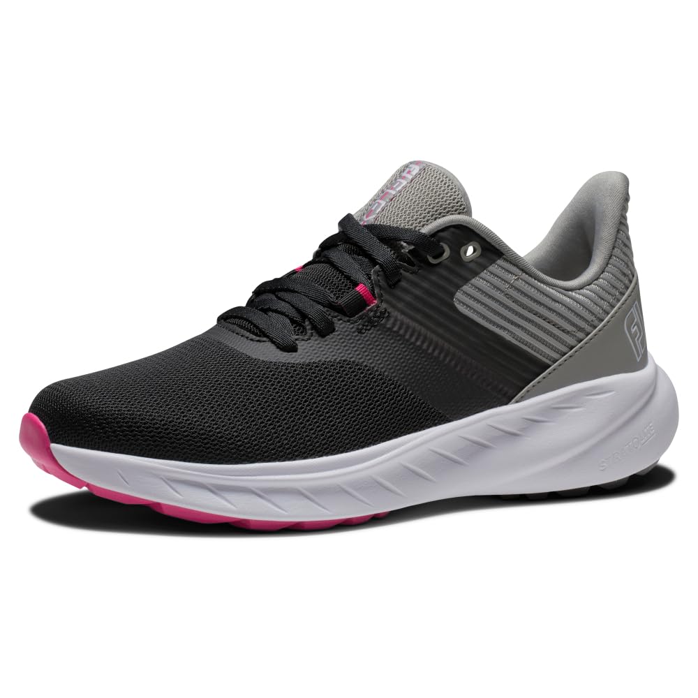 FootJoy Women's FJ Flex Previous Season Style Golf Shoe, Black/Grey, 5.5 Image