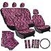 OxGord 21pc Zebra Car Seat Cover, Carpet Floor Mat, Steering Wheel Cover and Shoulder Pad Set - Universal Fit, Truck, SUV, or Van - Hot Pink