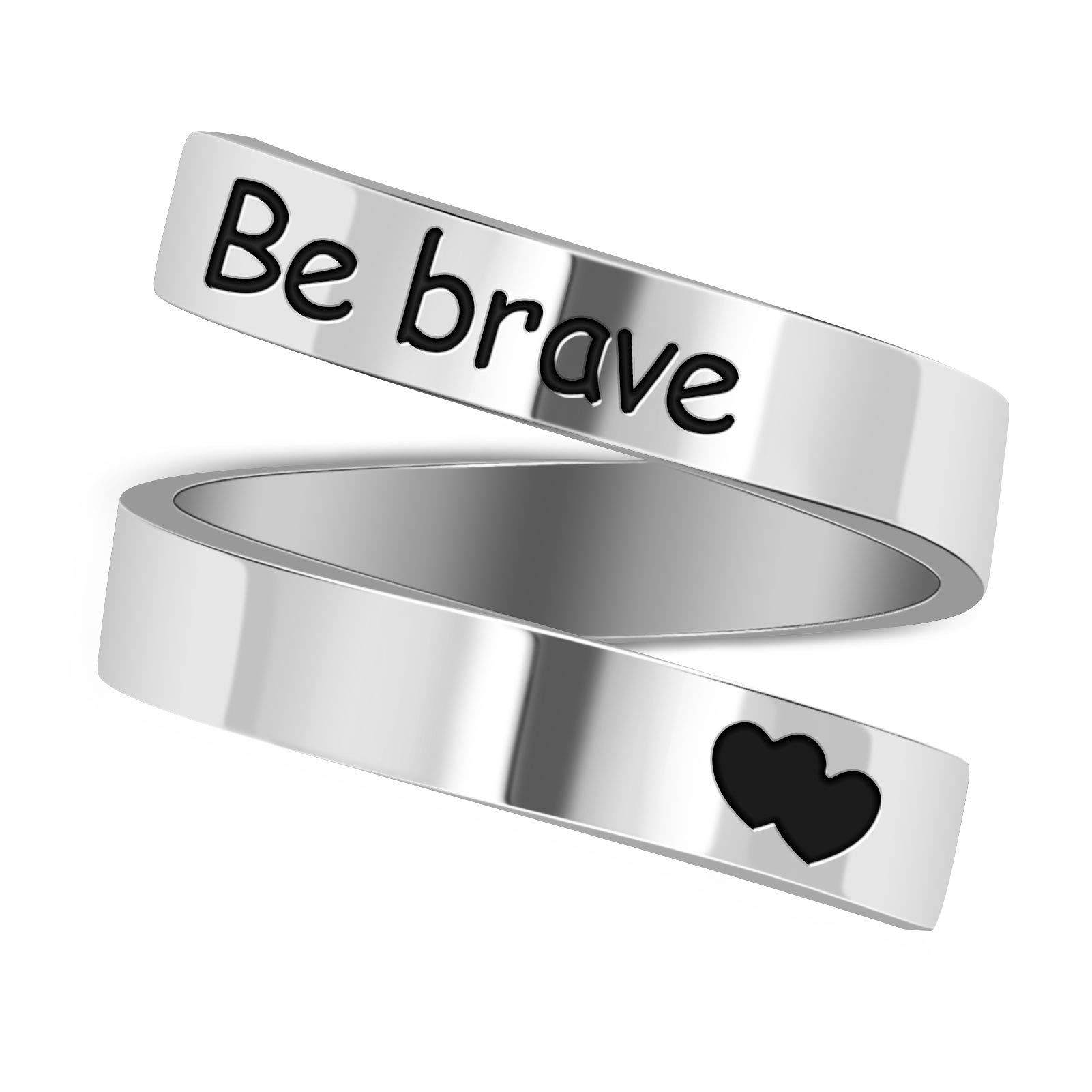 LucBuy Stainless Steel Keep Going Engraved Inspirational Gifts Adjustable Rings Jewelry for Women
