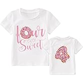 MODNTOGA Birthday Girl T-Shirt Toddler So Sweet Donuts Graphic Shirt 2nd 3rd 4th 5th Bday Outfit Tops Two Three Four Five Tee