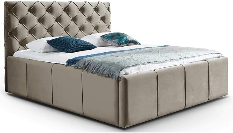 Bett Mit Bettkasten Samt Nelly Xxl Stauraum Chesterfield Stil Polster Doppelbett Lattenrost Knopfheftung Taupe 180 X 200 Cm Amazon De Kuche Haushalt