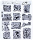 Stampers Anonymous Tim Holtz Cling Rubber Stamp Set, 7 by 8.5-Inch, Mini Blueprints No.3