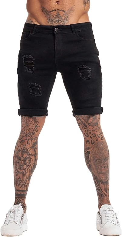 black ripped shorts mens