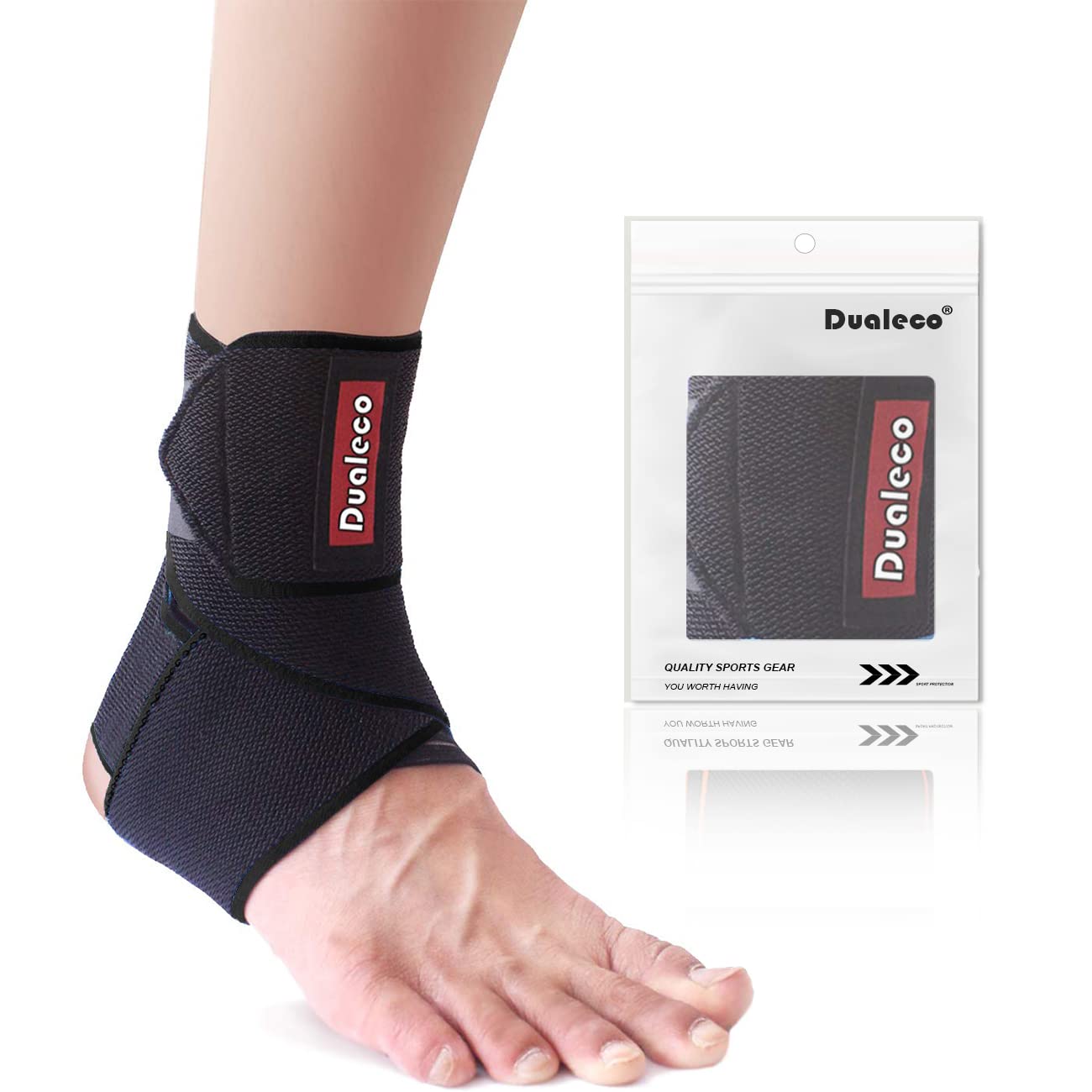 Dualeco Ankle Support, Adjustable Ankle Support Brace for Women/Men/Kids, Ankle Support for Sprained Ankle/Weak Ankles, Achilles Tendonitis Support