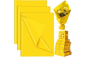 60 Sheets Yellow Tissue Paper Bulk, PLULON Gift Wrapping Tissue Paper for Packaging 14 x 20 Inch Art Crafts for Gift Bags Decorative Floral Wedding Birthday Party Decor