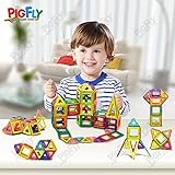 Pigflytech Magnetic Building Blocks with 46 pcs 3D Building tiles Construction Playboards - Magna Tiles Creativity beyond Imagination with Unique shapes