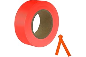 JIZHGRAD Orange Flagging Tape,Surveyors Tape,1-3/16" × 300' Survey Tape,Tree Marking Ribbon,Non-Adhesive Plastic Ribbon,Trail Marking Tape