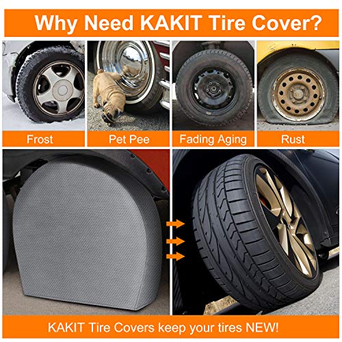 KAKIT Tire Cover Set of 2 for RV, 5 Layers Waterproof Motorhome Spare Wheel Tire Covers for Trailers Jeep Truck Car Camper Fit up to 29" Tire Diameters