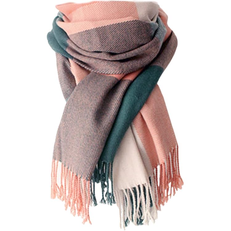 thumbnail interactive-video image 1 of EONPOW Women's Plaid Winter Scarf - 71 Inch Long Warm Lattice Shawl With Tassels 1 of 10