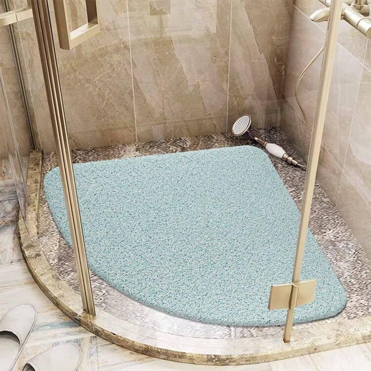 Lurowo Corner Shower Mat Non Slip, Quadrant Loofah Shower Mat with Drain, Quick Drying Curved Shower Mats Anti Mould for Inside Shower — image 1