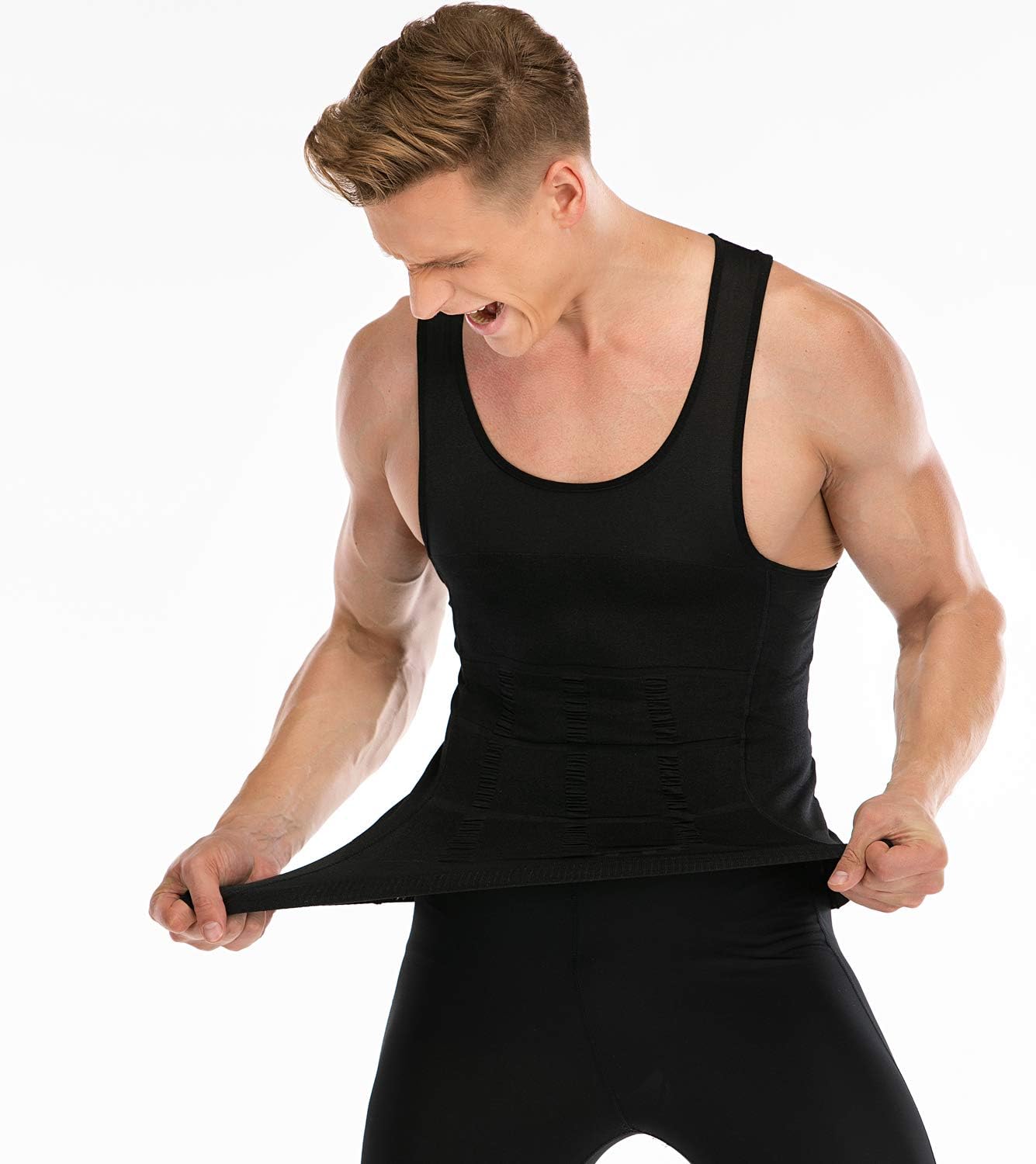 Mens Compression Shirt to Hide Gynecomastia Moobs Slimming Body Shaper Vest