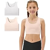 Sascina Girls Soft Training Bras 7-12 Seamless First Bra Girls Sports Bras Longline Crop - No Pads, Chest Double Lined