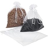 Paper Mart Organza Bags, Extra Large 22 x 25 ½ Inches, White Mesh Gift Bags with Drawstring, Pack of 10