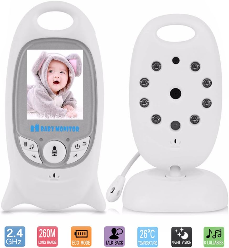 OBloved Video Baby Monitor with Camera,Infrared Night Vision,Two Way Talk,Temperature Monitoring,Lullabies,2.0'' Display,Long Range and High Capacity Battery