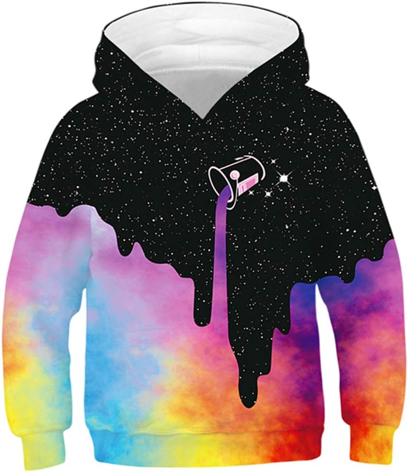 EnlaMorea Boys' Realistic 3D Galaxy Graphic Printed Hoodies Pullover Sweatshirt