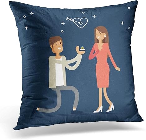 Gettare La Proposta Di Cuscino Offerta Di Matrimonio L Uomo Propone Alla Donna Di Sposarlo E Da Un Anello Di Fidanzamento In Stile Cartoon Cuscino Decorativo Decorazioni Per La Casa Cuscino Quadrato Amazon It