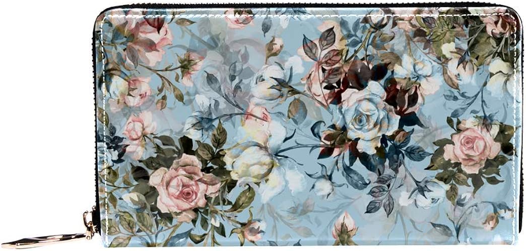 Amazon Ayustyle 長財布 財布 バラ 水彩画 花束 個性的 カッコイイ 大容量 多機能 ラウンドファスナー ウォレット レディース メンズ レザー 二つ折り Ayustyle 財布