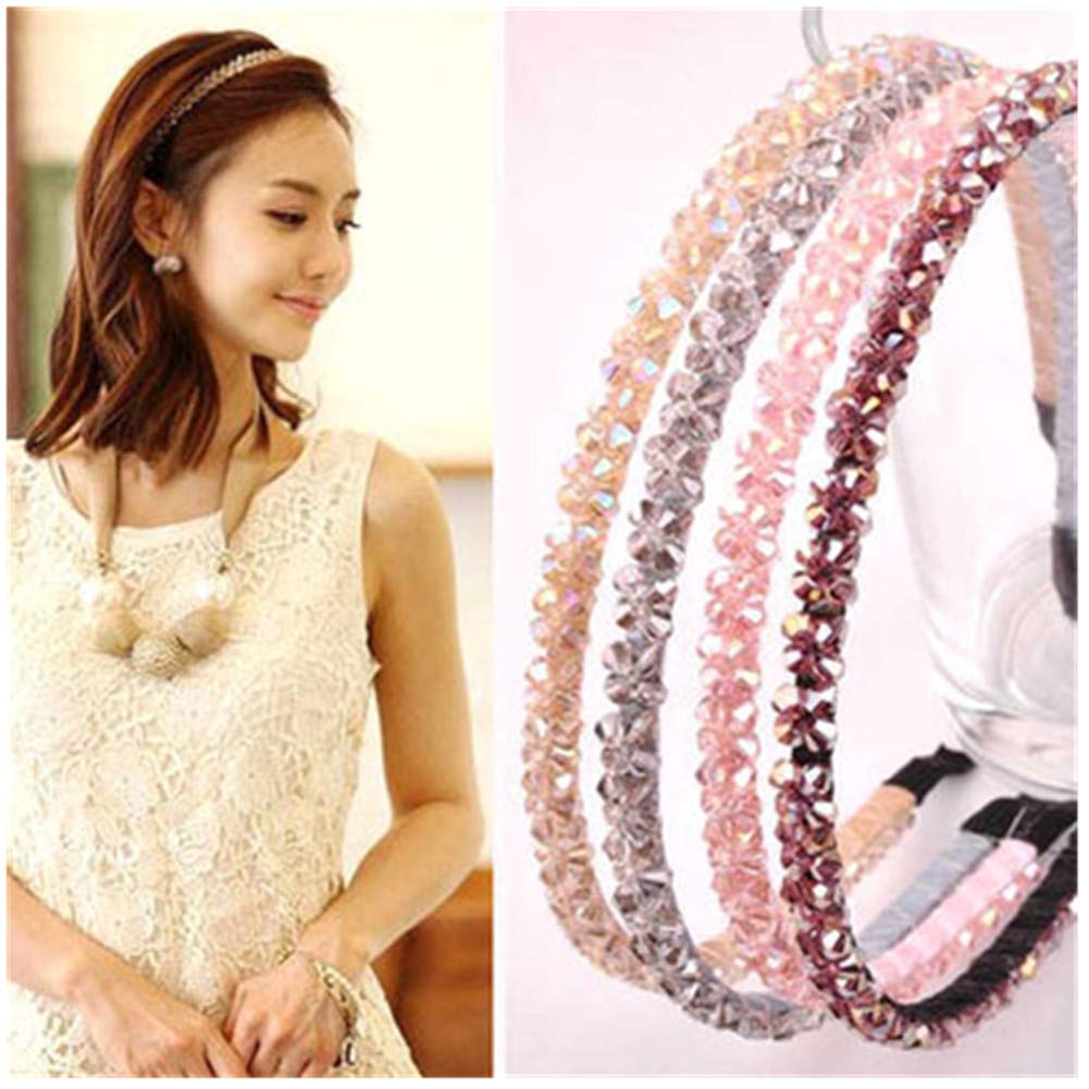 Casualfashion 6Pcs Bling Bling Double Rows Crystal Rhinestone Headband for Women Girls Thin Hair Hoop Fashion: Beauty