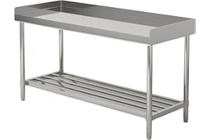 Fashionwu Stainless Steel Table with Backsplash, 24 x 48 Inches Heavy Duty Table for Kitchen, Commercial Stainless Steel Prep Table with Adjustable Undershelf, for Restaurant, Home and Hotel