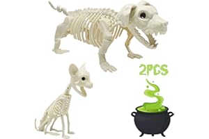 UMEELR Halloween Animal Skeletons, Cats and Dogs Pose-N-Stay Plastic Skeletons for Yard Garden Lawn Patio Halloween Party Favors Decor