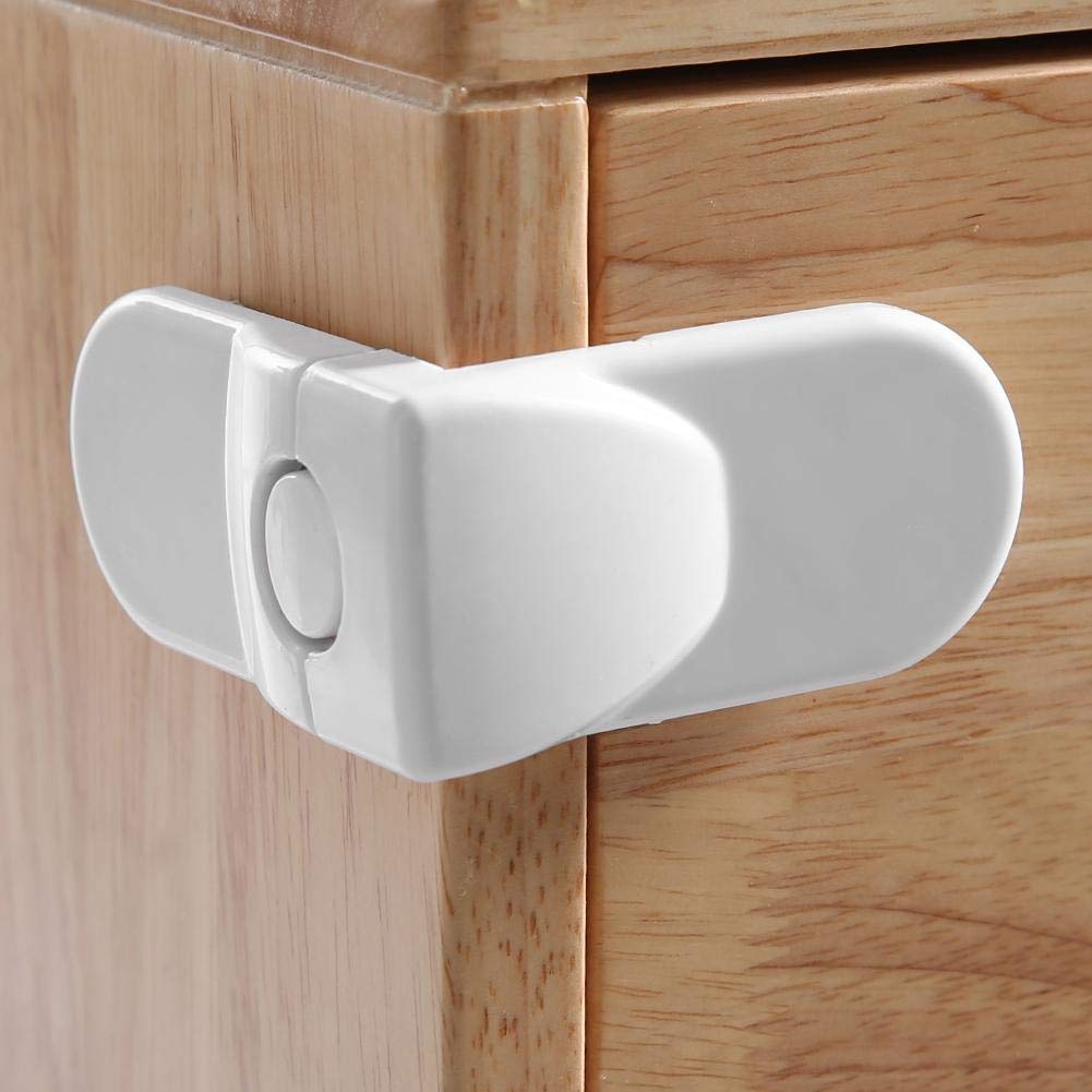 Jeffergarden Multi-function safety lock drawer lock Right angle cabinet door lock safety products Baby Kids Safety (White)