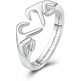 925 Sterling Silver Heart Claddagh Rings for Women Teens Girls, Adjustable White Gold Plated Ring Friendship Promise Love Heart Jewelry Rings Mothers Day Valentines Holiday Gifts for Women Friends