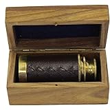6" Handheld Brass Telescope with Wooden Box - Pirate Navigation