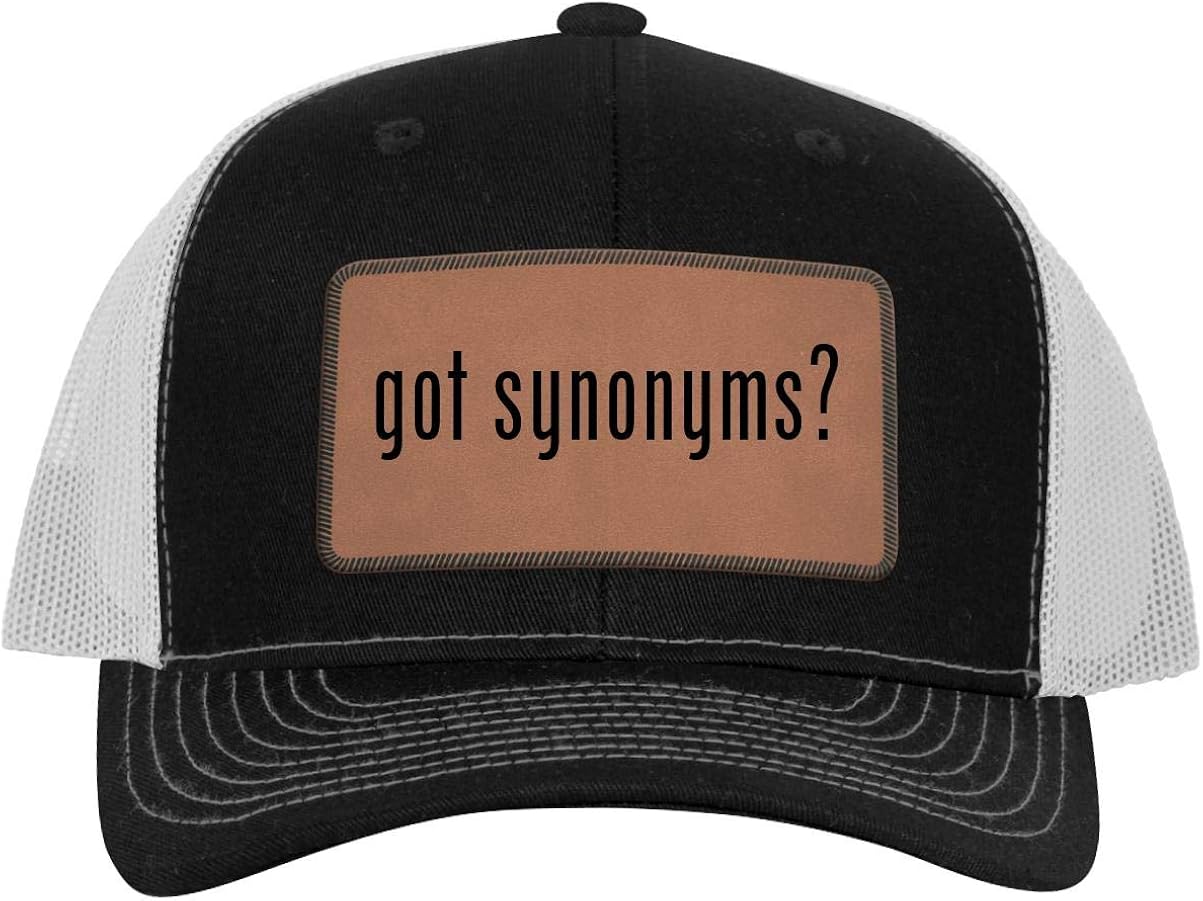 Got Synonyms Leather Dark Brown Patch Engraved Trucker Hat 