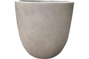 Kante 18 Inch Dia Round Concrete Planter, Indoor Outdoor Large Plant Pot with Drainage Hole and Rubber Plug for Home Patio Garden, Weathered Concrete