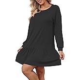 Melynnco Womens Long Sleeve Cute Mini Ruffle Swing Dress Casual Spring Outfit