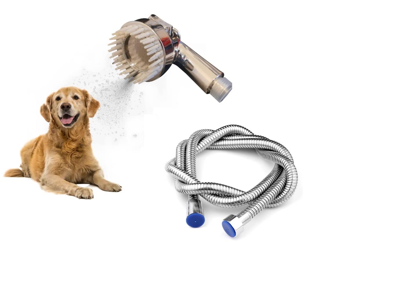 Hairstore Cat & Dog Bath Brush Scrubber Washing Sprayer Easy Bathing Grooming & Shedding Pet Shower with super flex hose 1 modes setting on/off button