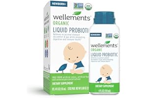 Wellements Certified USDA Organic Liquid Probiotic 4 Fl Oz, Gripe Water & Probiotics for Infant Digestion & Immune Health, Relief for Gas, Colic & Hiccups, Free from Dyes, Parabens, Preservatives